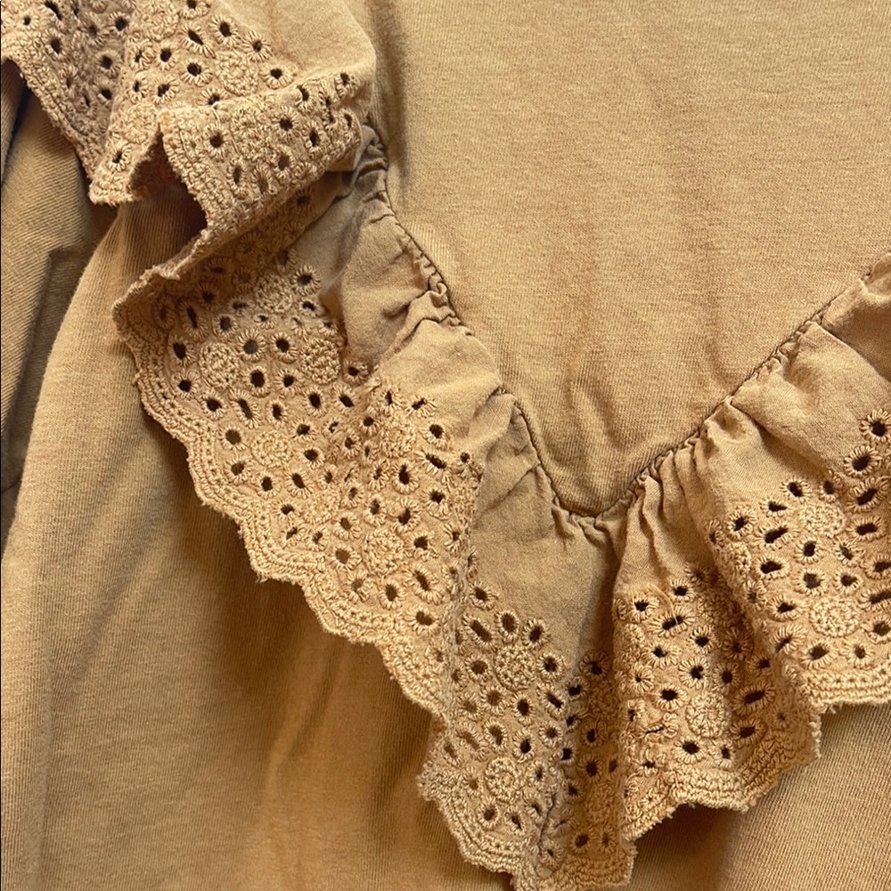 Girls Brown Ruffle Top - Picture 2 of 5